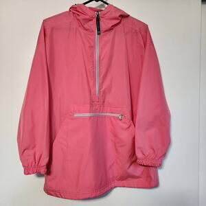 Charles River Pack-N-Go Pullover Hooded Windbreaker Rain Jacket Pink Womens XS